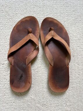 Reef Brown Leather Flip Flop Sandals Women’s Size 8